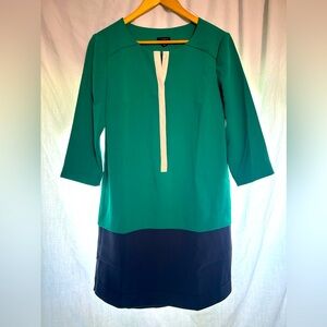 Ann Taylor teal and navy loose fit dress